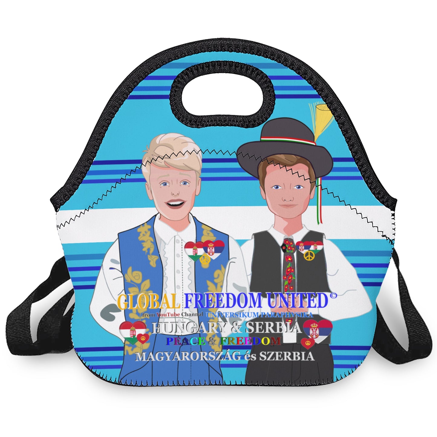 Meal Bag With Straw GLOBAL FREEDOM UNITED© Men Serbia & Hungary Blue