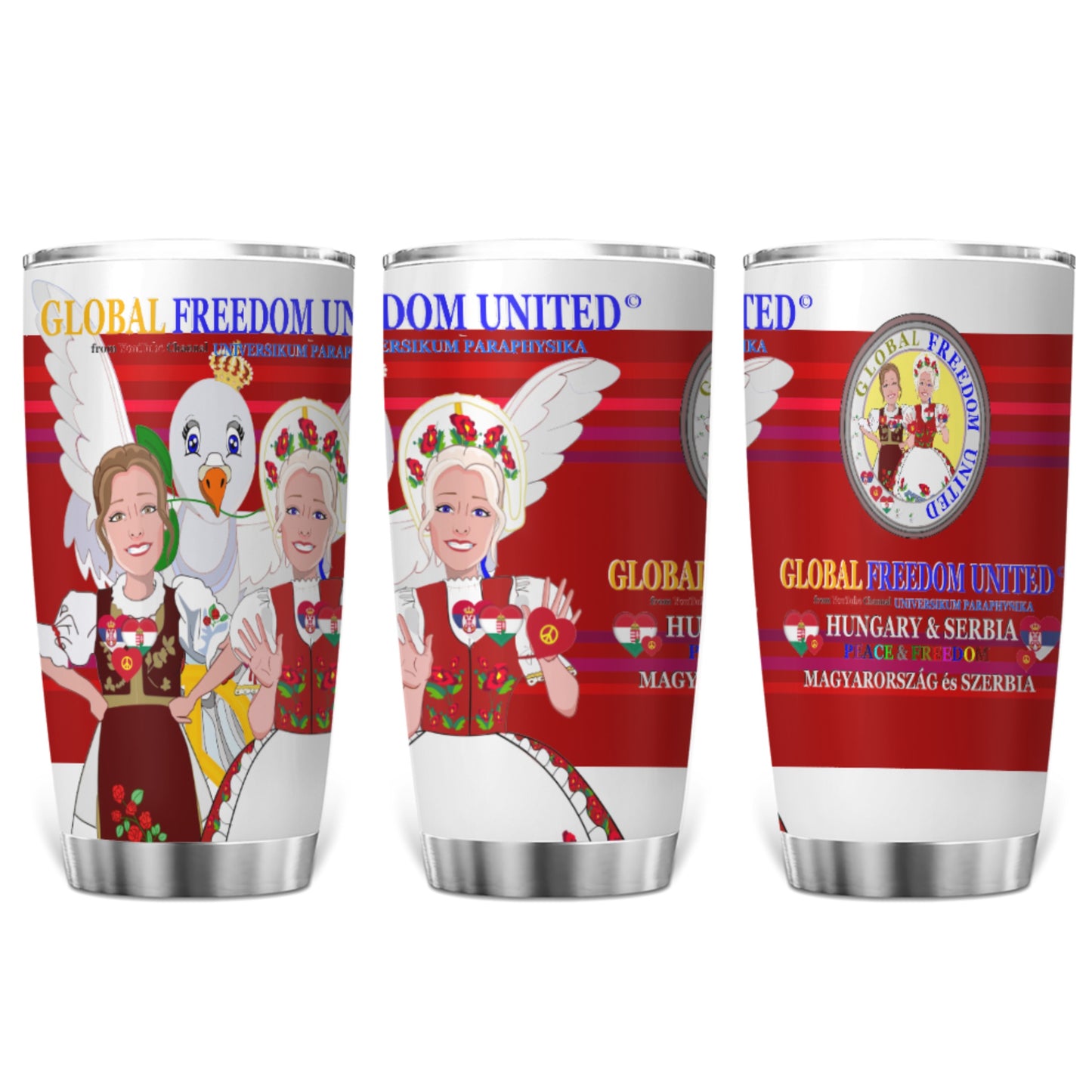 Tumbler GLOBAL FREEDOM UNITED© Women Hungary & Serbia Red