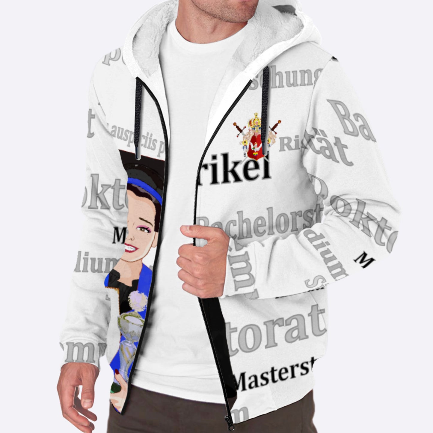 Plush Hoodie Global Freedom United Asia Student Girl Silver Place