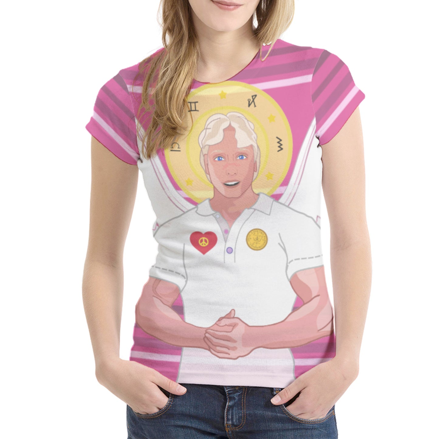 Women´s T-shirt 1 Global Freedom United Archangel Michael Hebrew  Pink1