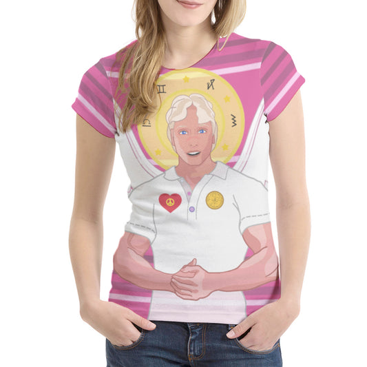 Women´s T-shirt 1 Global Freedom United Archangel Michael Hebrew  Pink1