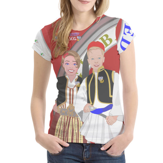 Women´s T-shirt GLOBAL FREEDOM UNITED© Couple Edition Greece Red