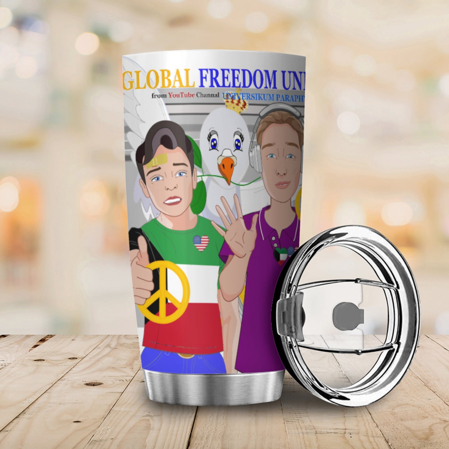 Tumbler Global Freedom United Men Kuwait & Usa Old Peace Grey