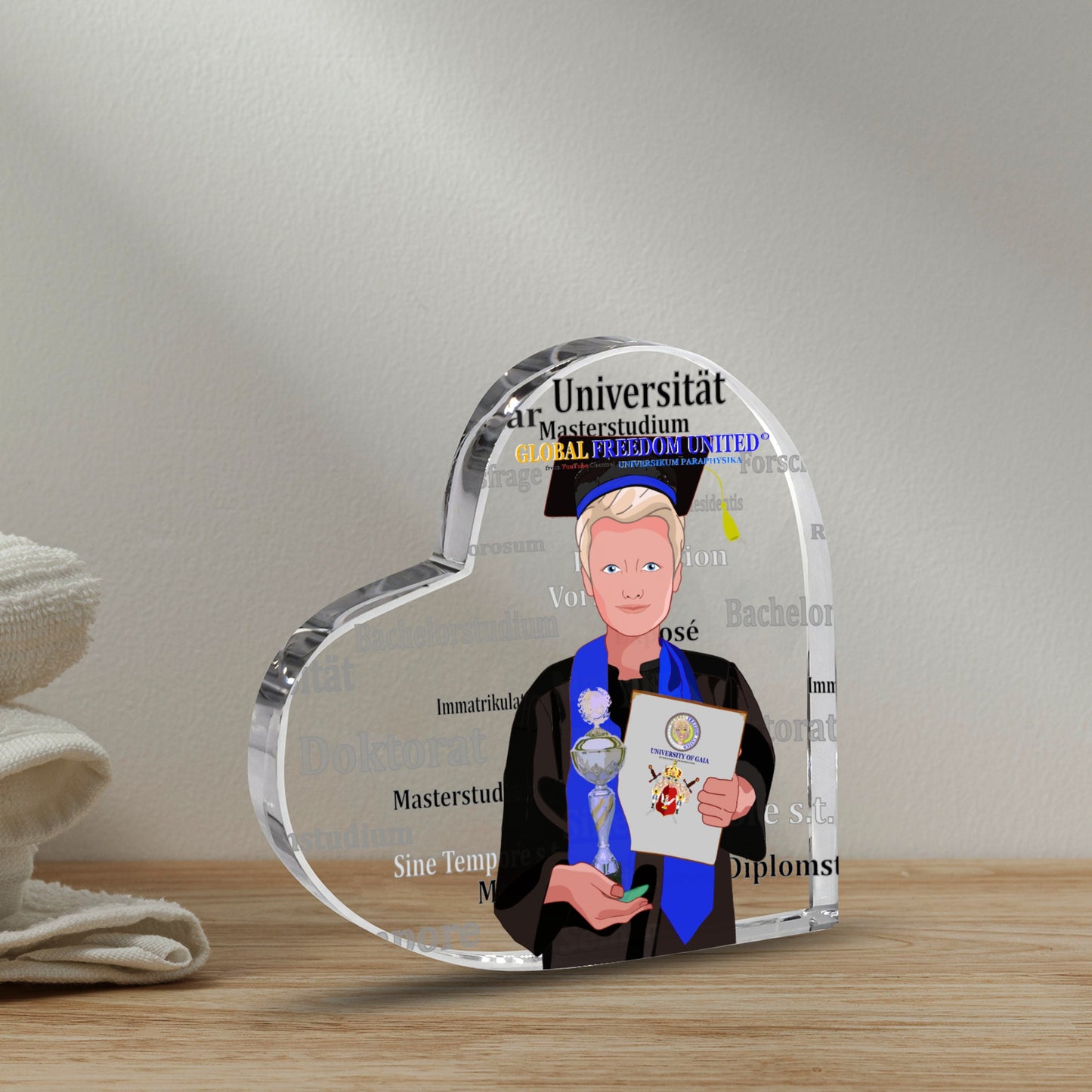 Acryl Heart Global Freedom United Student Boy Silver Place Blond Hair 1