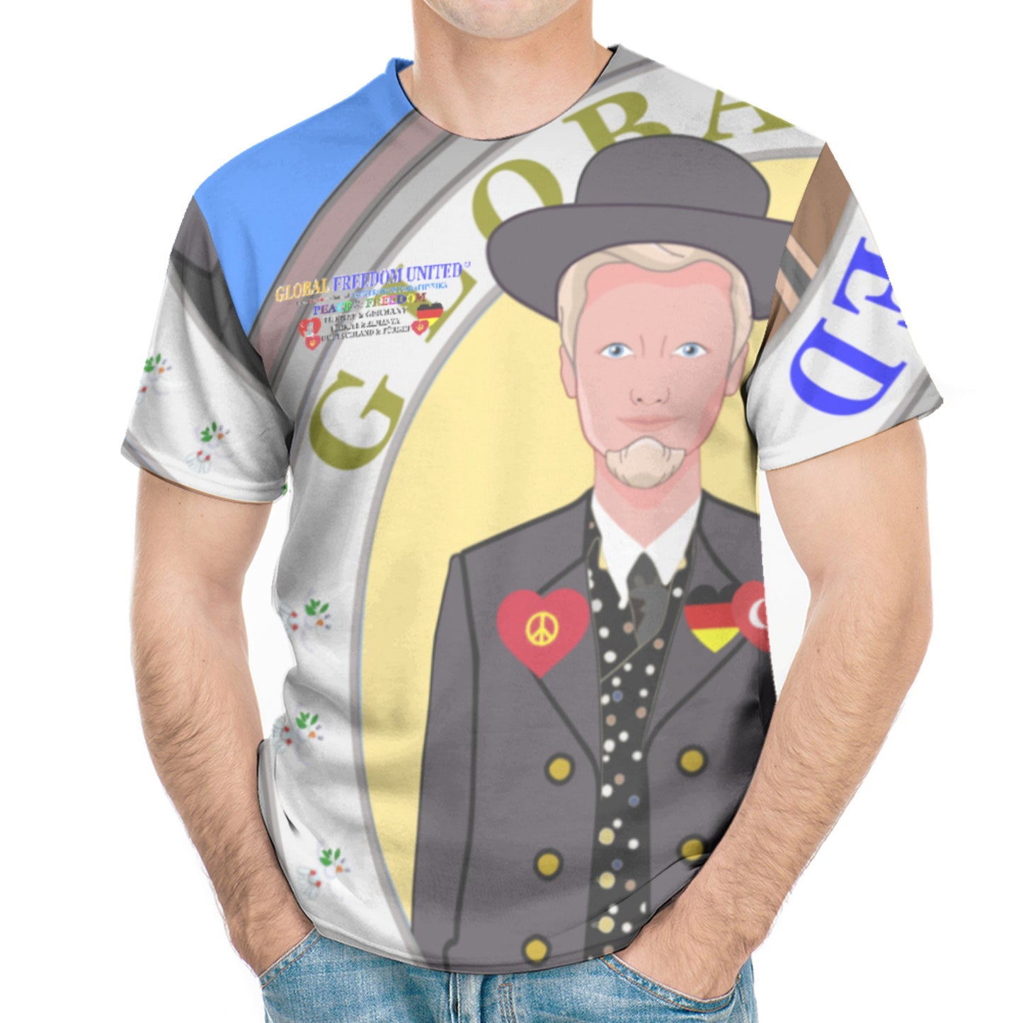 Men´s T-shirt 2 GLOBAL FREEDOM UNITED© Men Germany & Turkey Blue