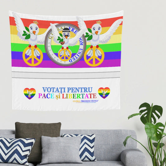 Tapestry GLOBAL FREEDOM UNITED© Dove Of Peace Vote For Peace Romania Version