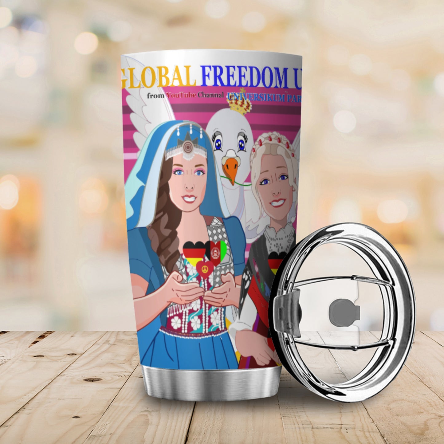 Tumbler Global Freedom United Women Afghanistan & Germany Old Peace Pink