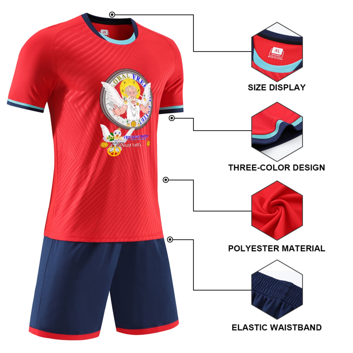 Soccer T-shirt Global Freedom United Archangel Uriel 1 Red