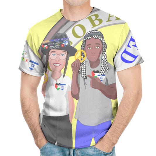 Men`s T-shirt 2 GLOBAL FREEDOM UNITED© Palestina & Israel Yellow