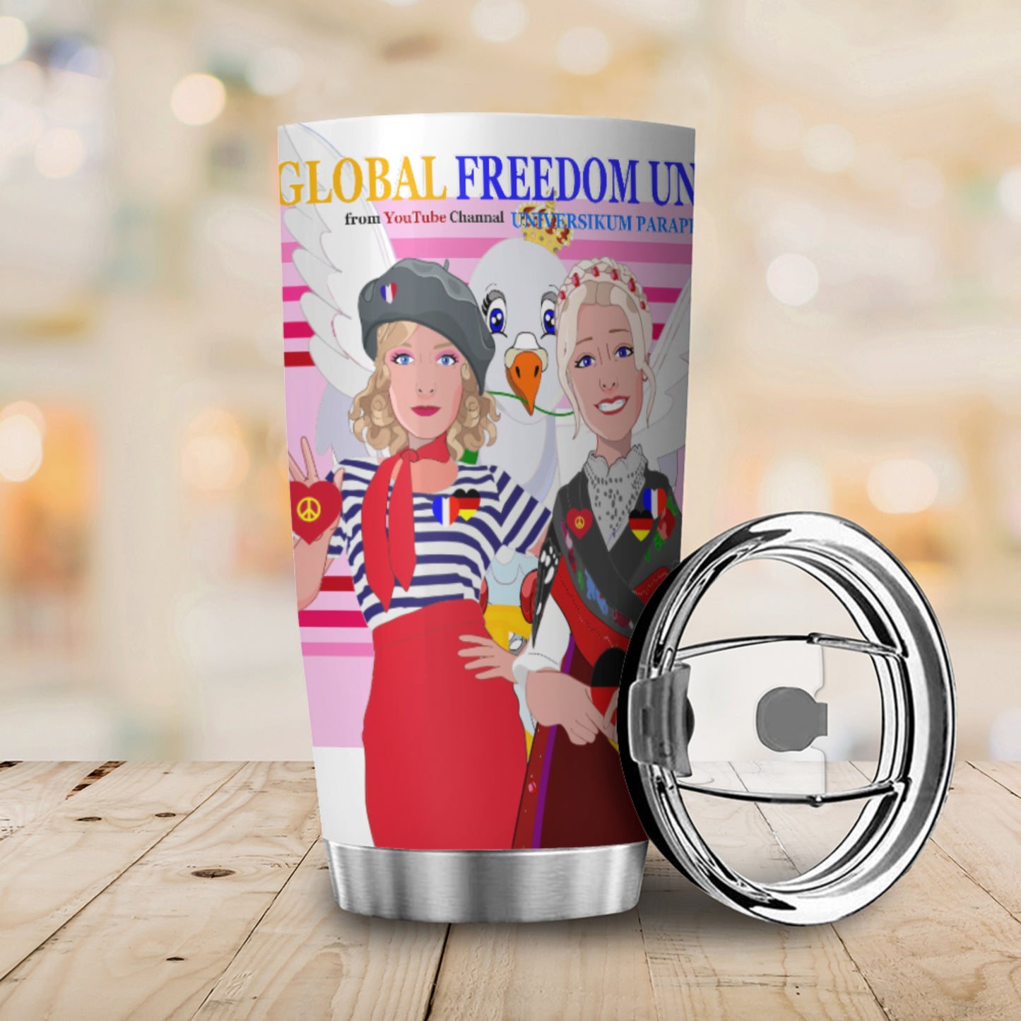 Tumbler Global Freedom United Women French & Germany Old Peace Pink 2