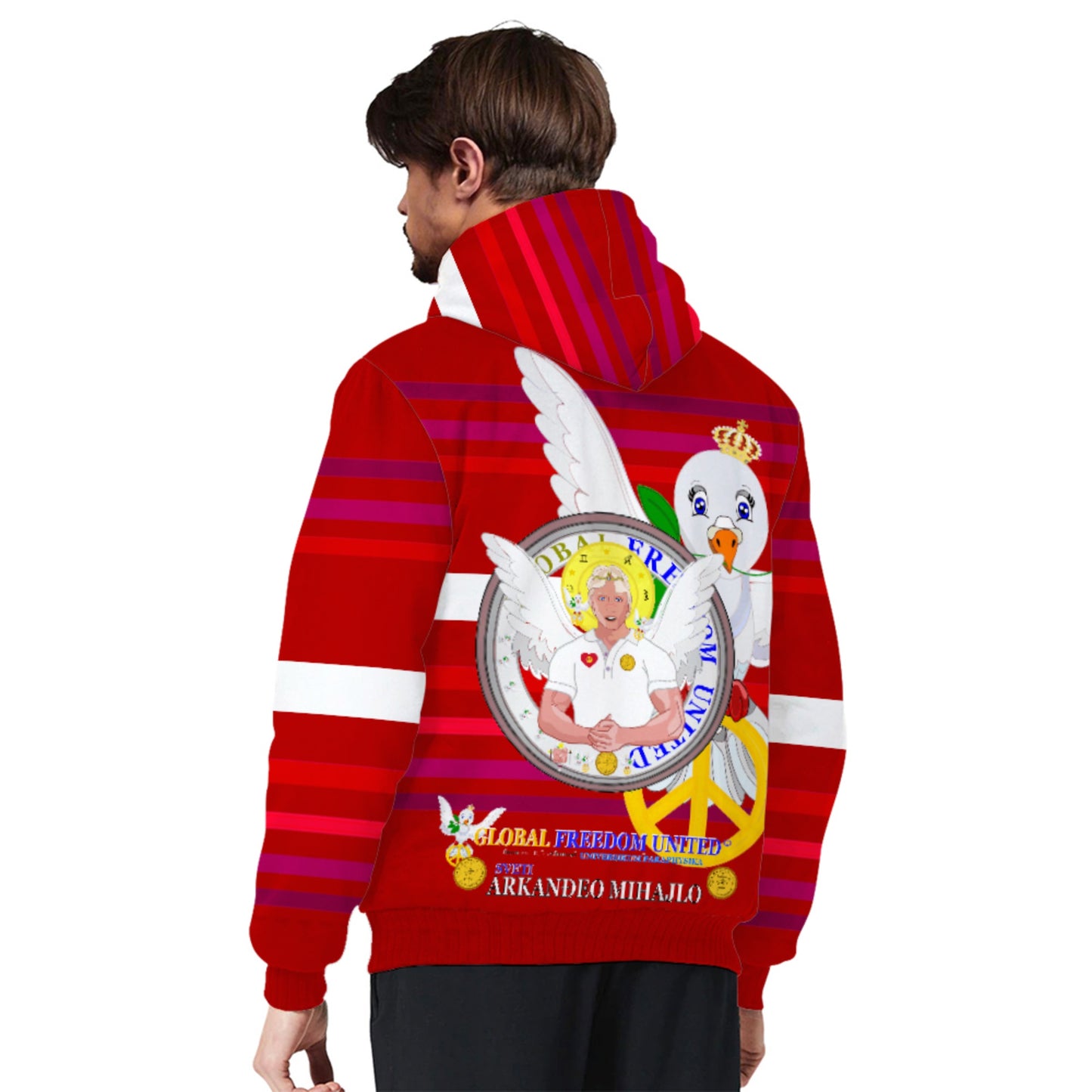 Plush Hoodie Global Freedom United Archangel Michael Croatia V2 Red