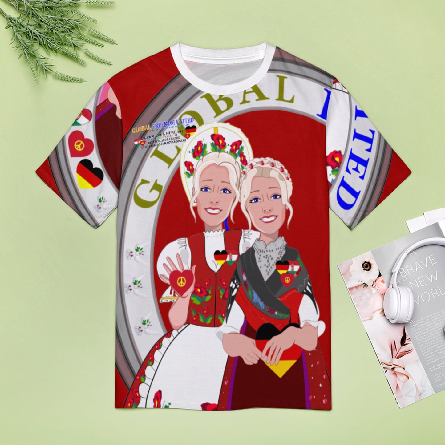 Women´s T-shirt 3 GLOBAL FREEDOM UNITED© Women Germany & Hungary Red