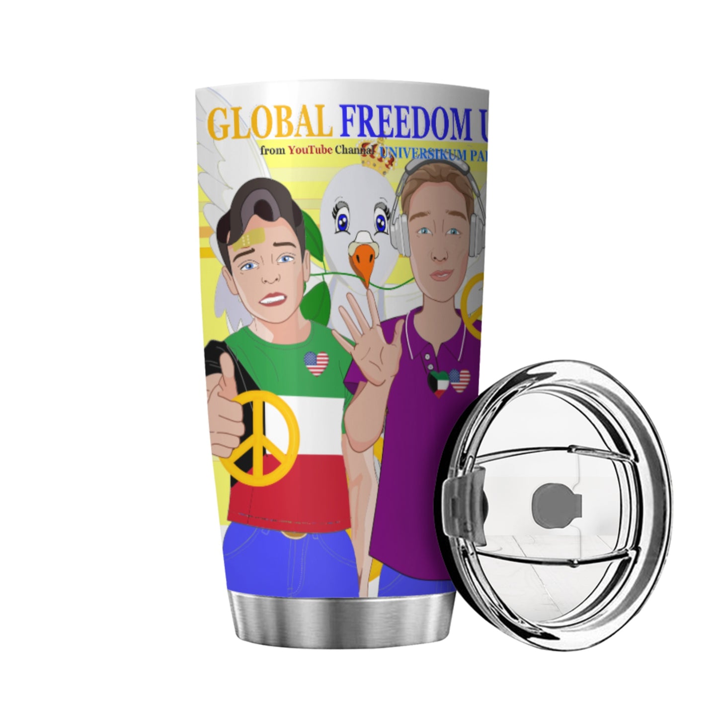 Tumbler Global Freedom United Men Kuwait & Usa Old Peace Yellow
