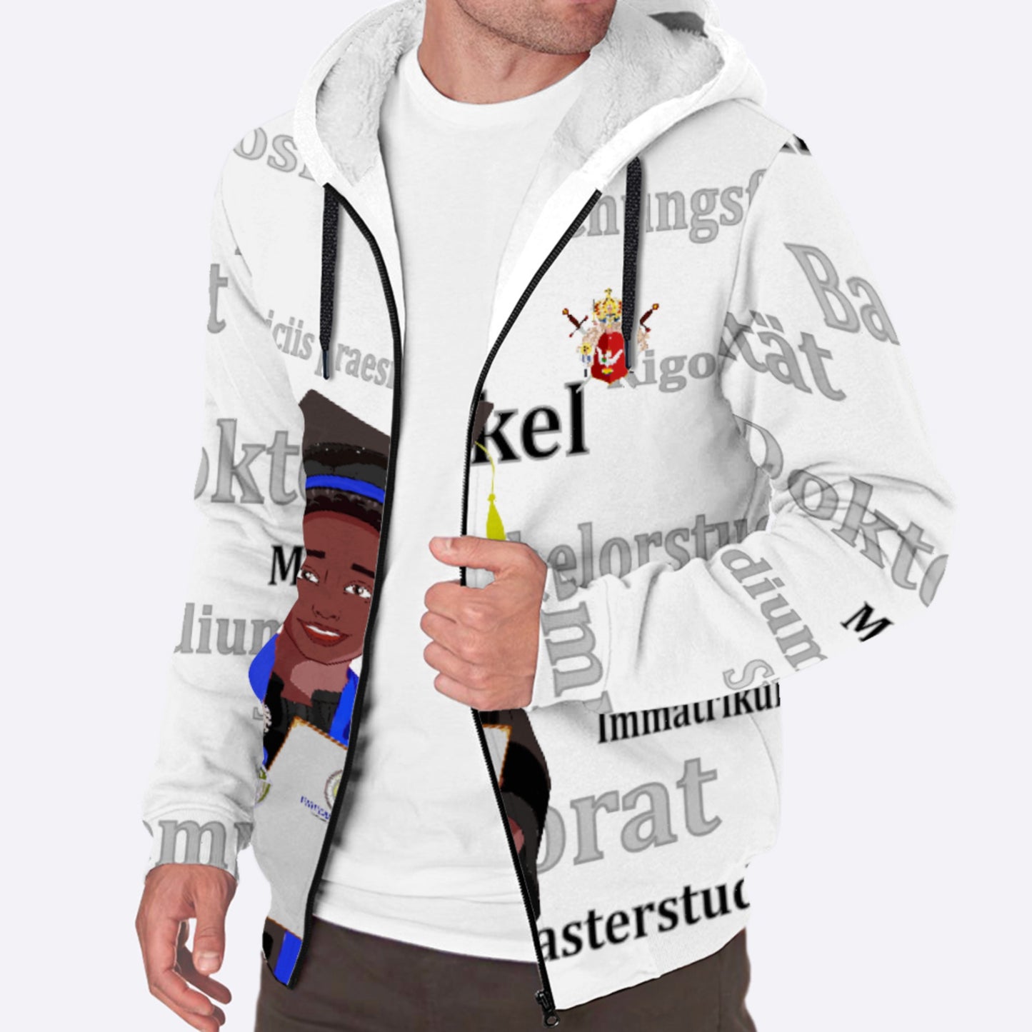 Plush Hoodie  Global Freedom United Afro Student Boy Silver Place