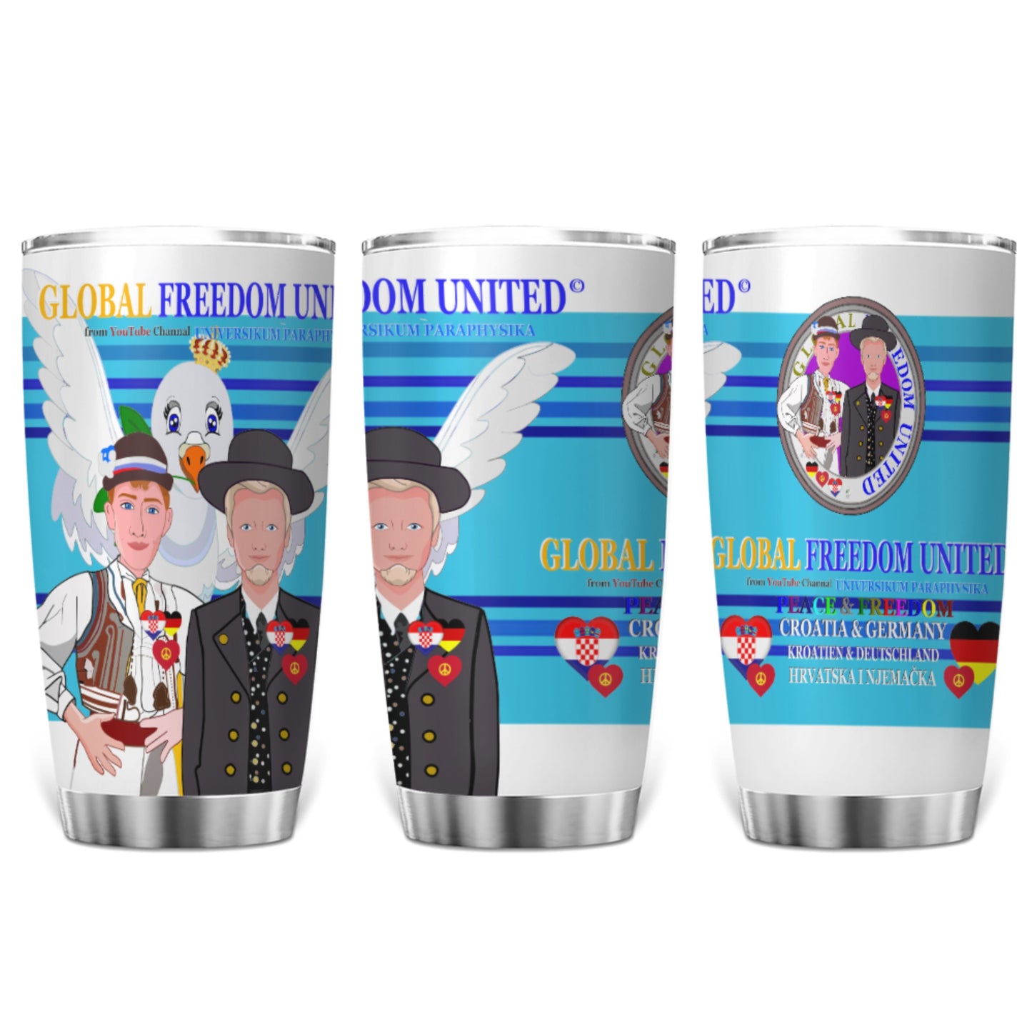 Tumbler GLOBAL FREEDOM UNITED© Men Croatia & Germany Blue