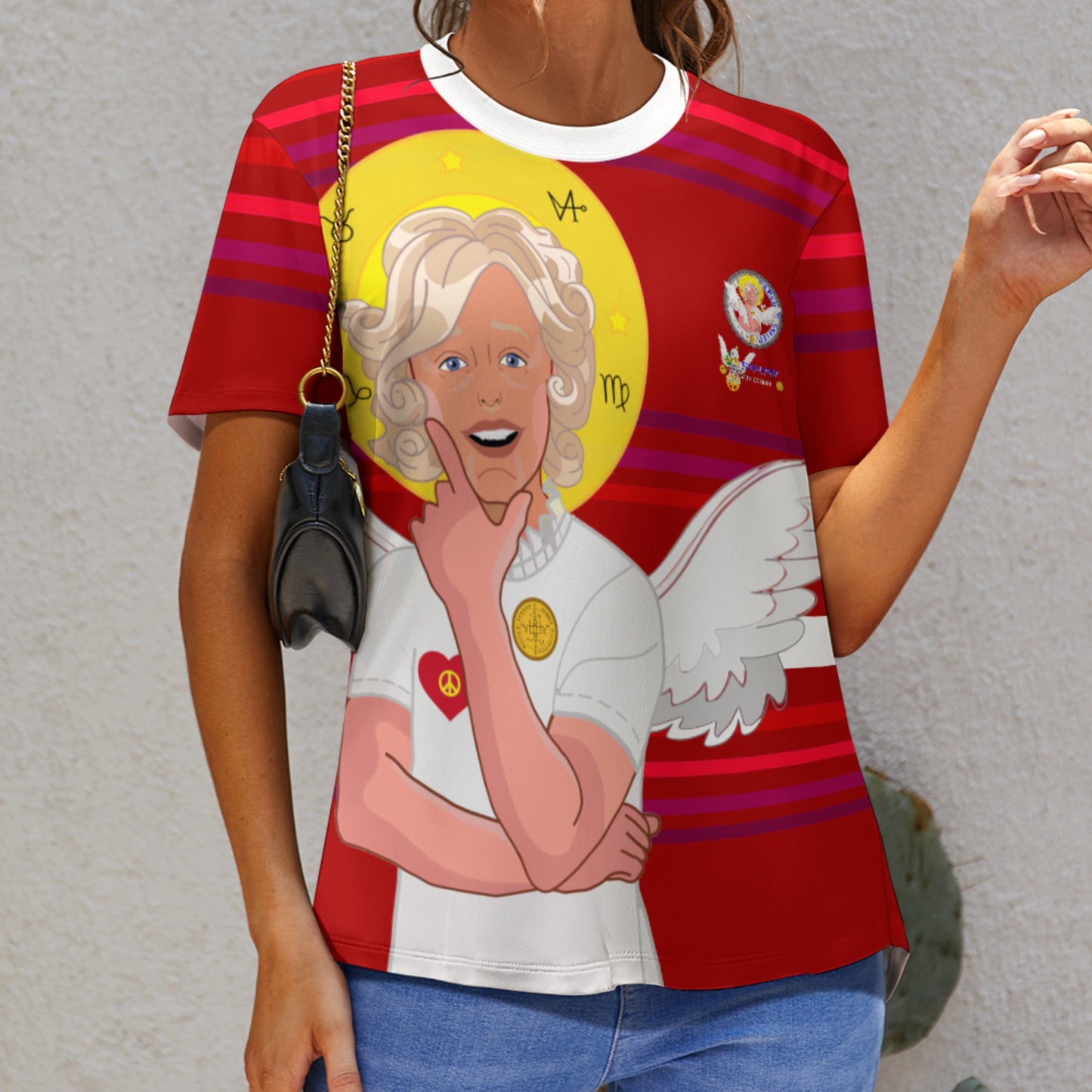 Women´s T-shirt 2 GLOBAL FREEDOM UNITED© Archangel Gabriel German Red