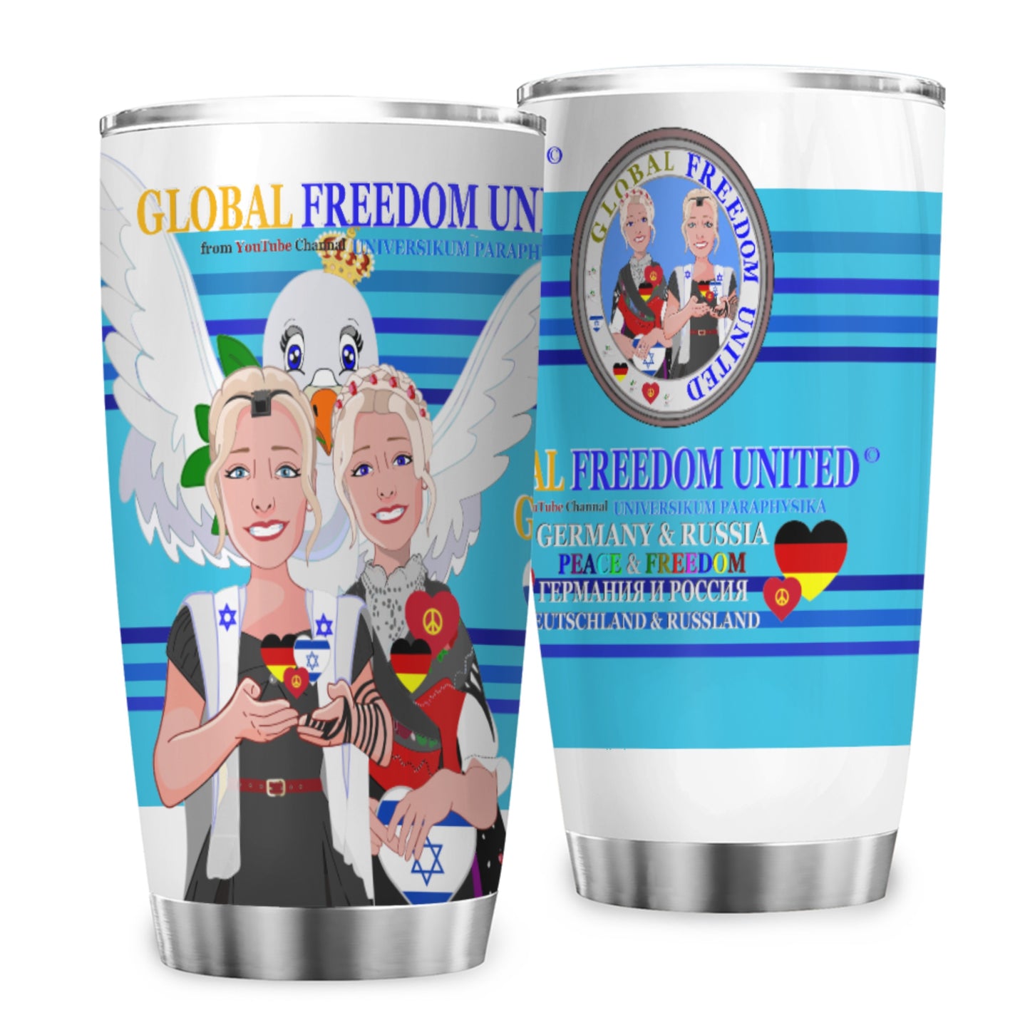 Tumbler GLOBAL FREEDOM UNITED© Women Israel & Germany Blue