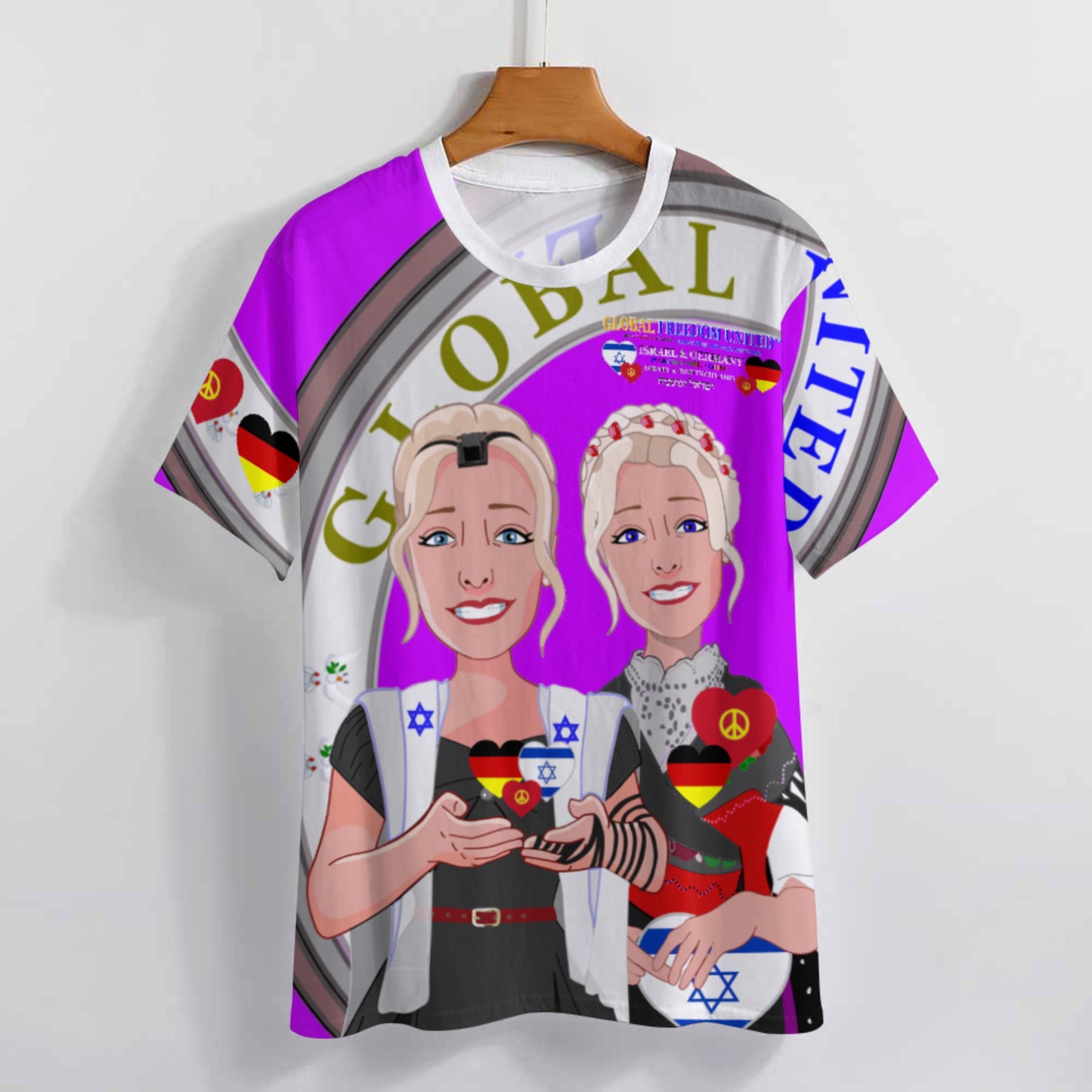 Women´s T-shirt GLOBAL FREEDOM UNITED© Israel & Germany Lilac