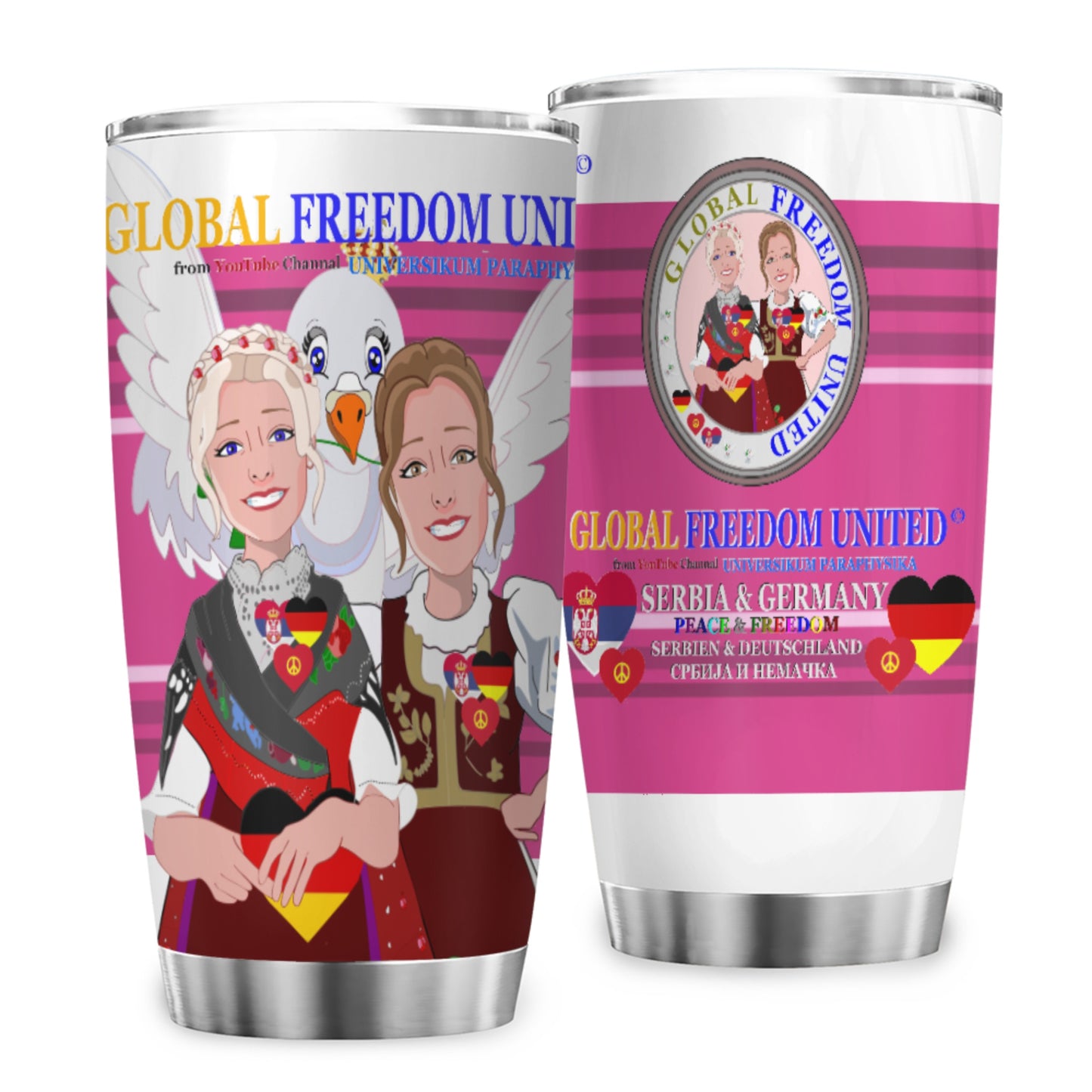 Tumbler GLOBAL FREEDOM UNITED© Women Serbia & Germany Pink1