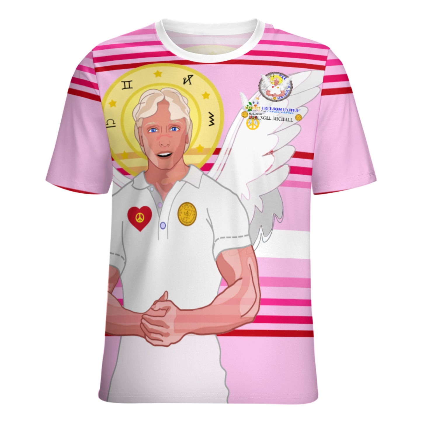 Women´s T-shirt Global Freedom United Archangel Michael German Pink2