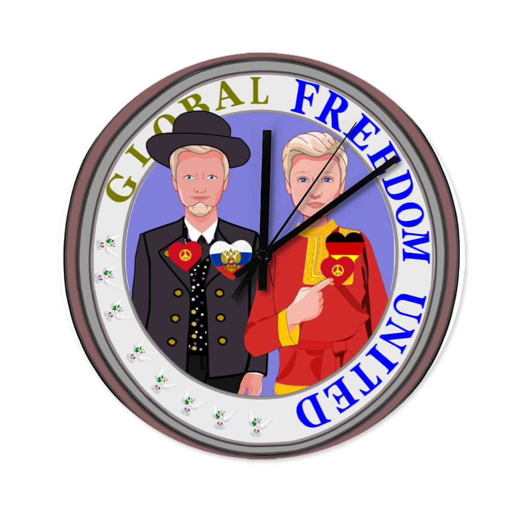 Wooden Wall Clock Without Scale GLOBAL FREEDOM UNITED© Men Russia & Germany