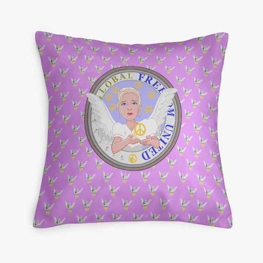 Square Pillow Cover GLOBAL FREEDOM UNITED WOMEN ANGEL OF PEACE LILAC