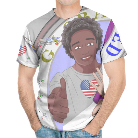 Men´s T-shirt GLOBAL FREEDOM UNITED© Men Anti Fascism & Racism USA Grey