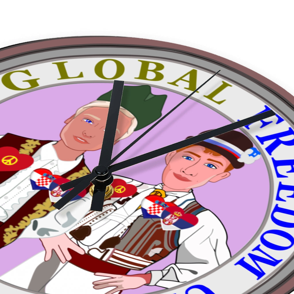 Wooden Wall Clock Without Scale GLOBAL FREEDOM UNITED© Men Croatia & Serbia