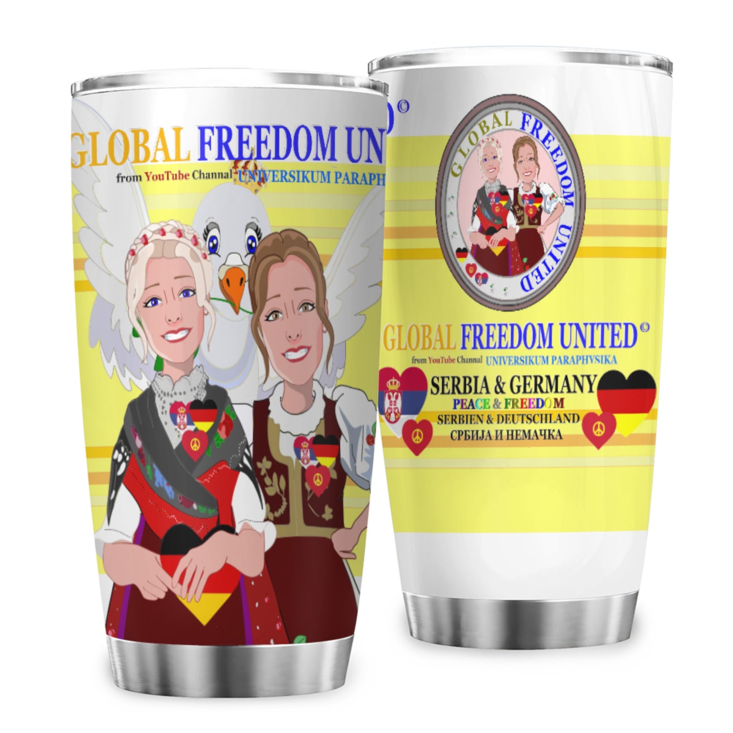 Tumbler GLOBAL FREEDOM UNITED© Women Serbia & Germany Yellow