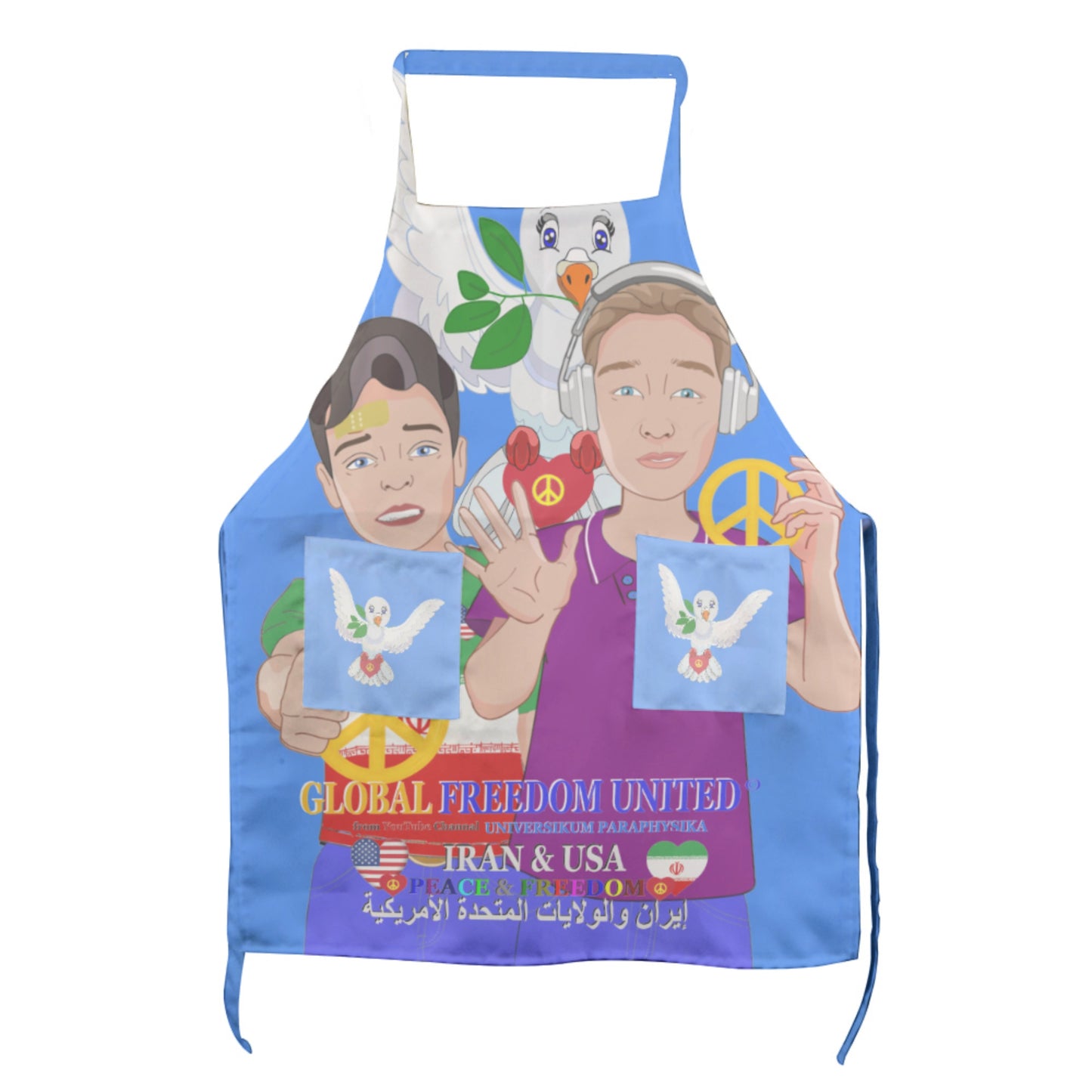 Apron GLOBAL FREEDOM UNITED© Men Iran & USA Blue