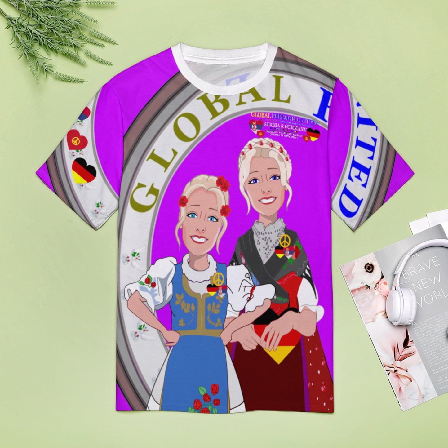 Women´s T-shirt GLOBAL FREEDOM UNITED© Women Serbia & Germany Lilac