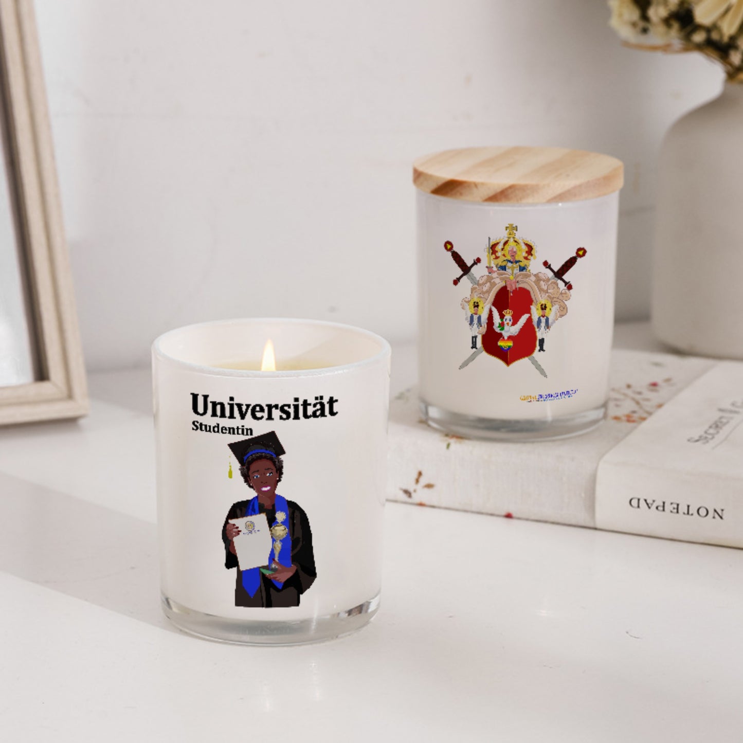 Scented Soy Candle Global Freedom United Afro Student Girl Golden Place