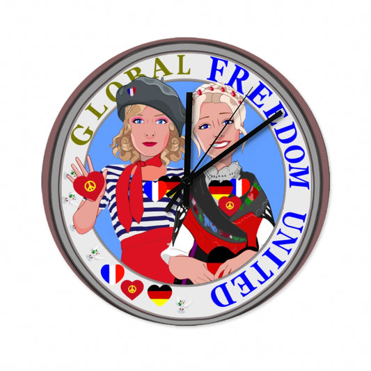 Wooden Wall Clock Without Scale GLOBAL FREEDOM UNITED© Women French & Germany