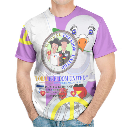 Men´s T-shirt GLOBAL FREEDOM UNITED© Israel & German Version 1 Lilac