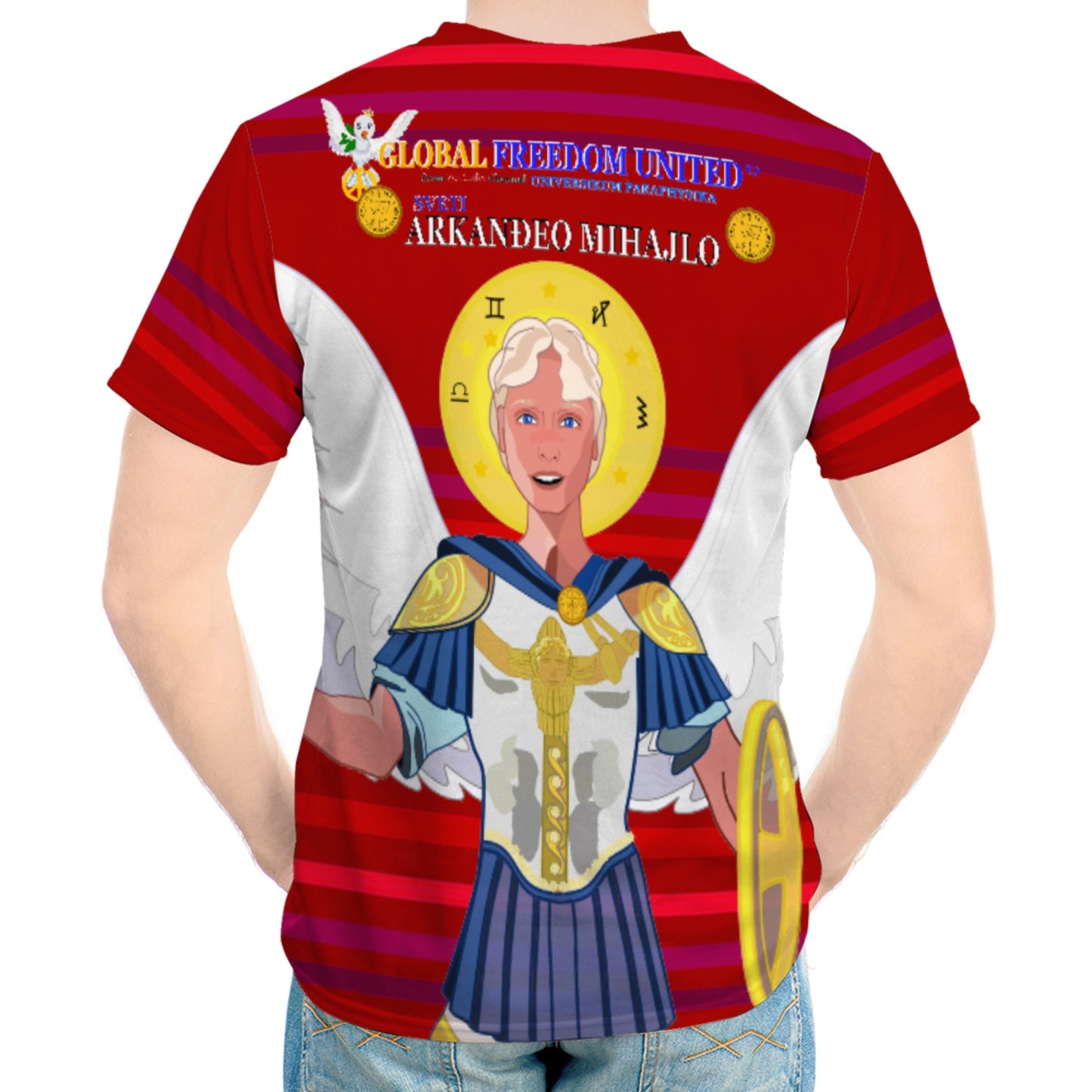 Men´s T-shirt Global Freedom United Archangel Michael Croatia V1 Red