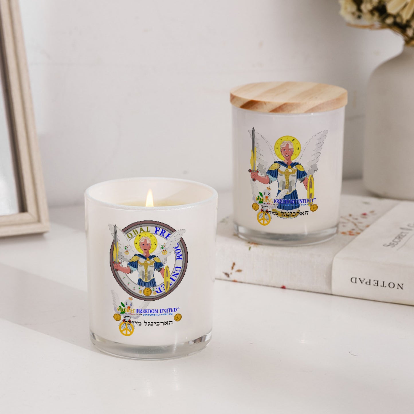 Scented Soy Candle Global Freedom United Archangel Michael Hebrew