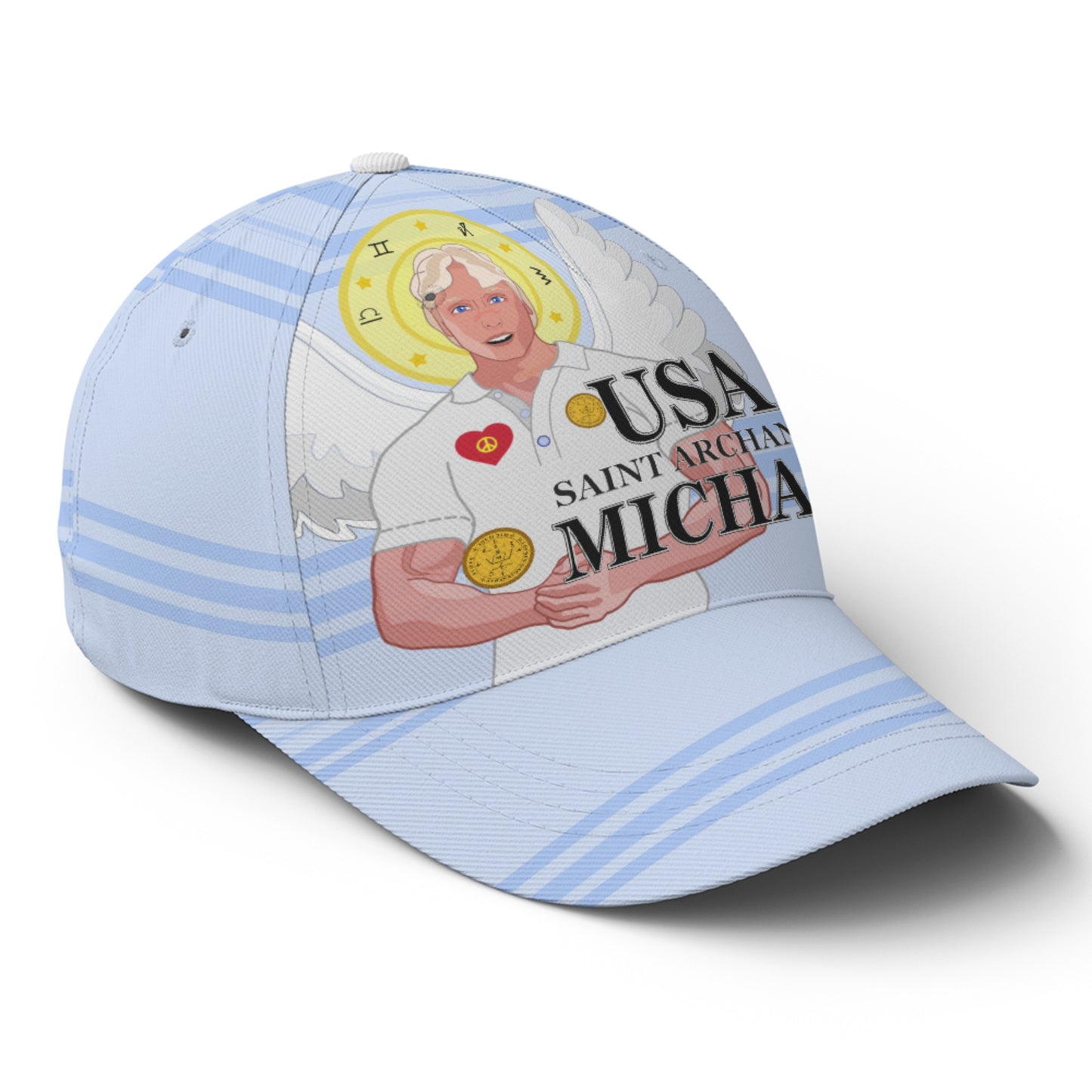 Basketball Cap Global Freedom United Archangel Michael Usa Light Blue