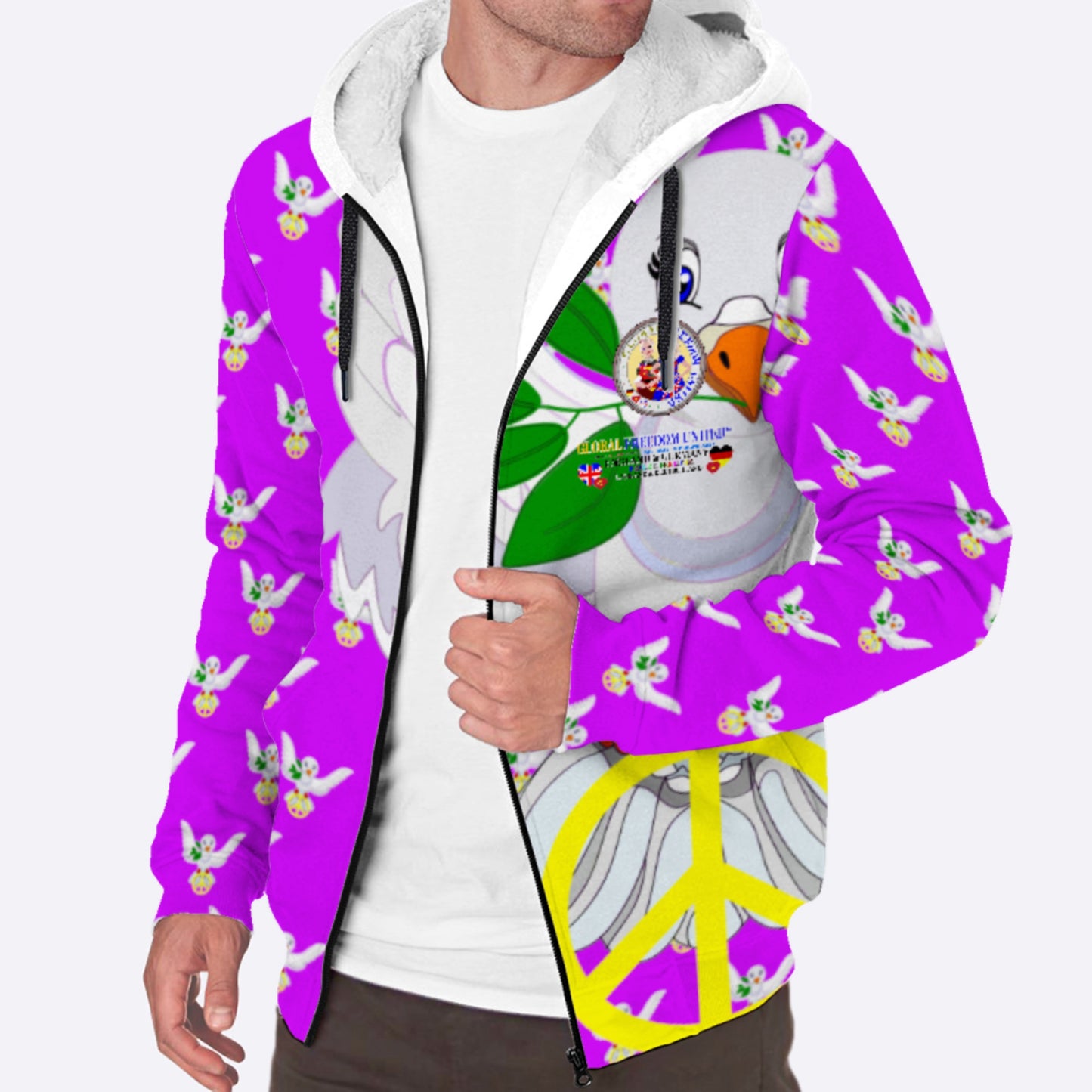 Plush Hoodie GLOBAL FREEDOM UNITED© Women England & Germany  Lilac