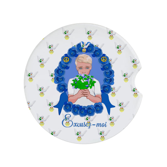 Ceramic Car Coaster GLOBAL FREEDOM UNITED© Un Garcon dit désoié Excusez-moi