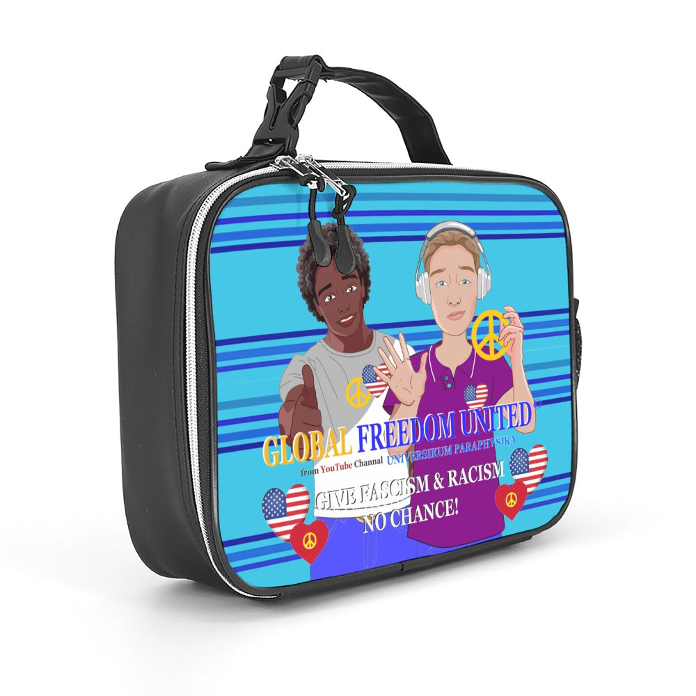 Leather Meal Back GLOBAL FREEDOM UNITED© Men Anti Fascism & Racism USA Blue