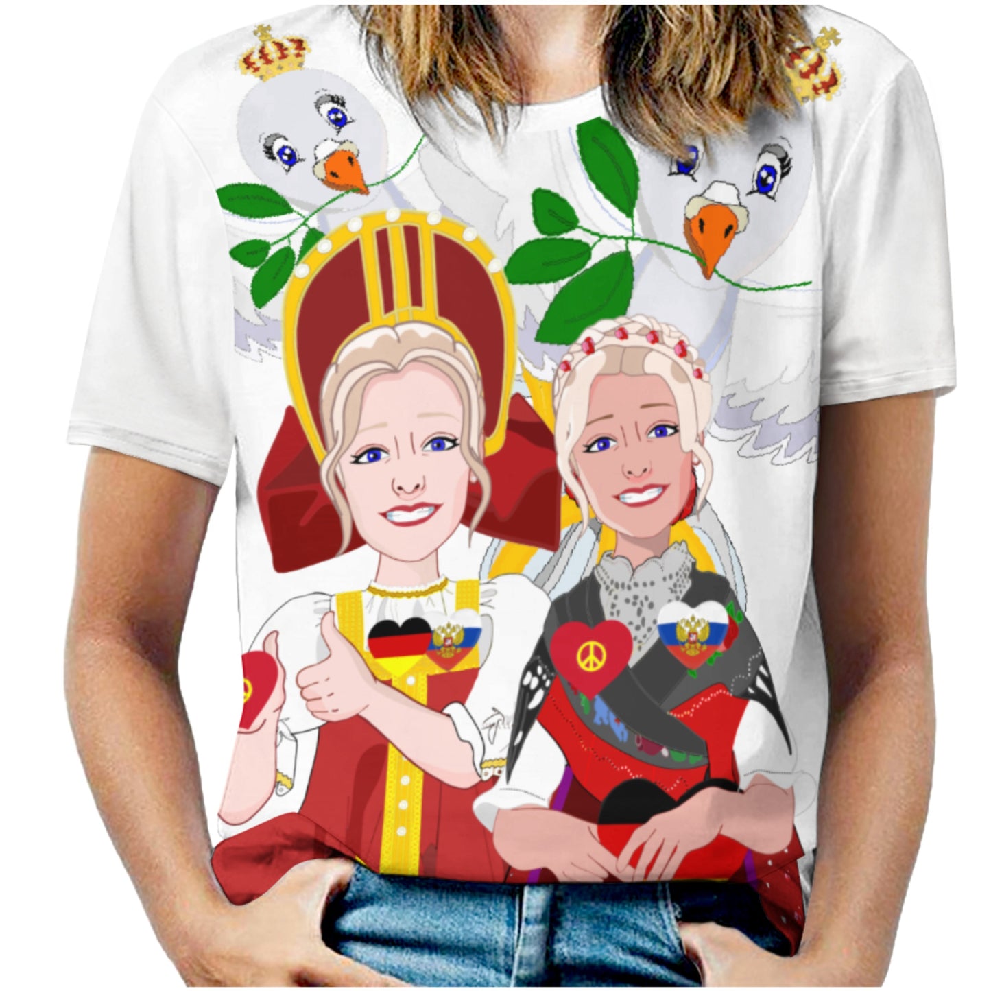 Women´s T-shirt 3 GLOBAL FREEDOM UNITED© Women RUSSIA & GERMANY BIG