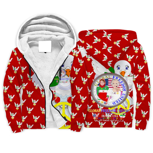 Plush Hoodie GLOBAL FREEDOM UNITED© Women Iran & USA Red