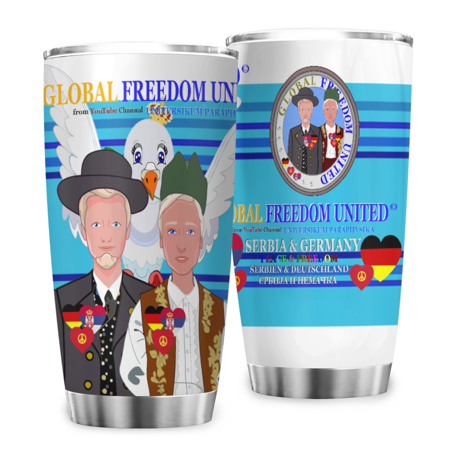 Tumbler GLOBAL FREEDOM UNITED© Men Serbia & Germany Blue 2