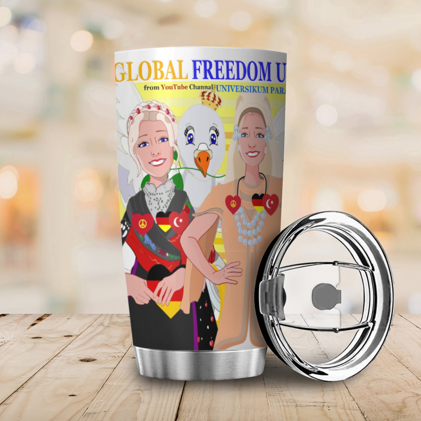 Tumbler Global Freedom United Women Germany & Turkey Old Peace Light Yellow