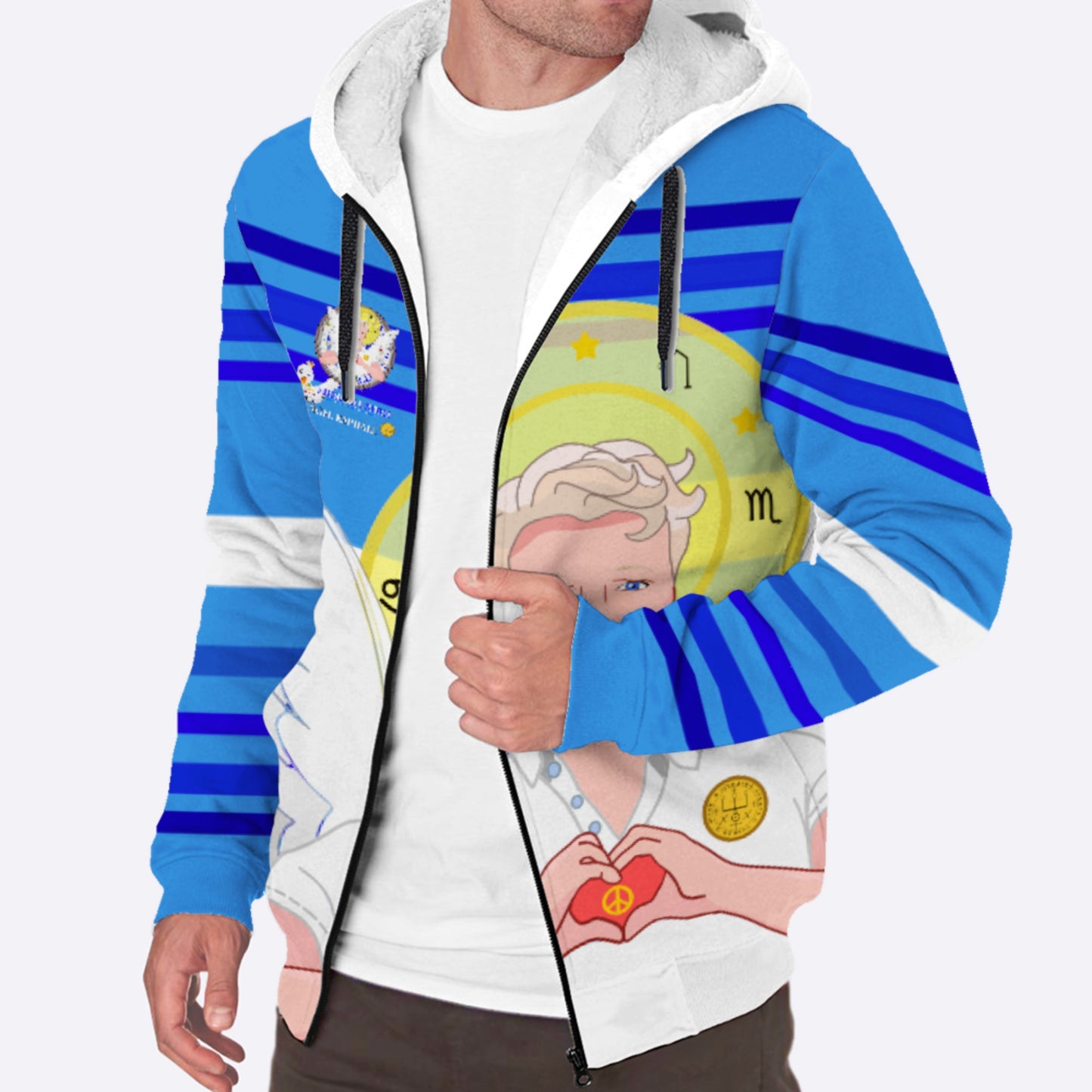 Plush Hoodie Global Freedom United Archangel Raphael German Deep Blue