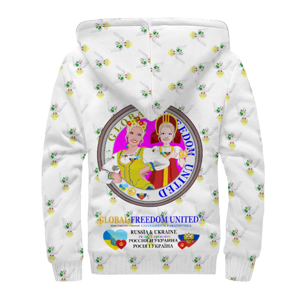 Plush Hoodie GLOBAL FREEDOM UNITED© Women Ukraina & Russia Wight
