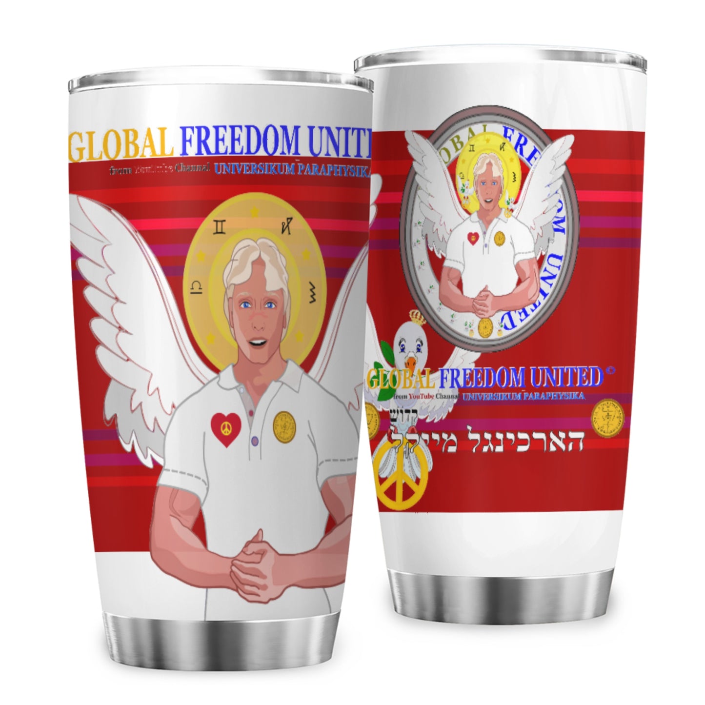 Tumbler Global Freedom United Archangel Michael Hebrew Red