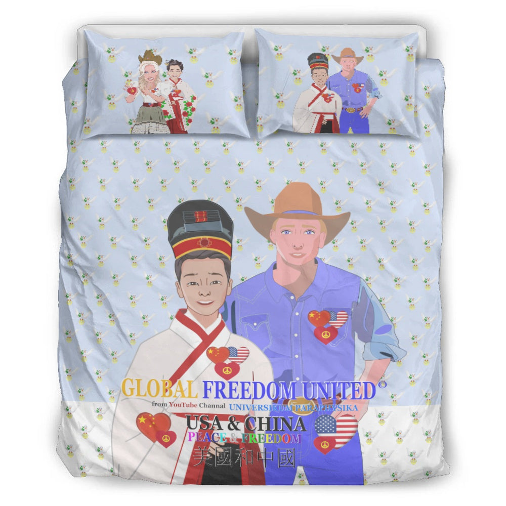Bed Line GLOBAL FREEDOM UNITED© Men China & USA Light Blue