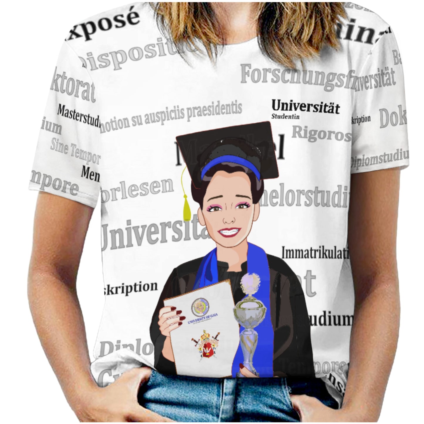 Women´s T-shirt Global Freedom United Asia Student Girl Silver Place