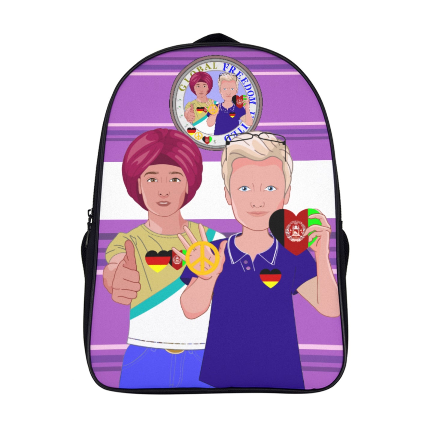 Bag Back GLOBAL FREEDOM UNITED© Men AFGHANISTAN & GERMANY Lilac